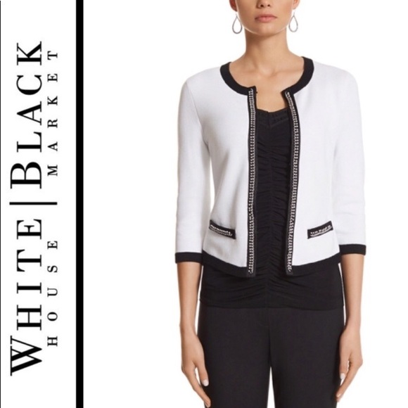 White House Black Market Sweaters - WHITE HOUSE BLACK MARKET chain and pearl cardigan